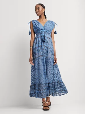 Women's Stella Morgan Blue Sleeve Tassel Dress