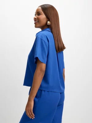 Exact Women's Blue Boxy Shirt