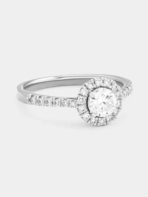 Sterling Silver 0.77ct Lab Grown Diamond Round Halo Pavé Ring