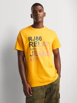Relay Jeans Men's Slim Fit Yellow Graphic T-Shirt