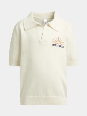 Exact Younger Boy's White Collar Knit Top