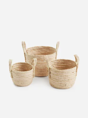 H & S Collection Natural Basket Set Of 3