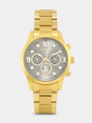 Tempo Gold Plated Taupe Dial Bracelet Watch