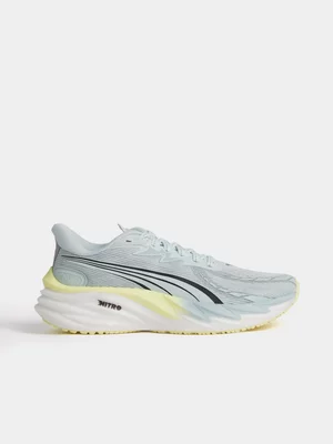 Puma Womens Velocity Nitro 4 HYROX White/Blue/Yellow Running Shoes 