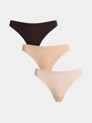 Jet Women’s 3 Pack Nude Chocolate Bonded Thong