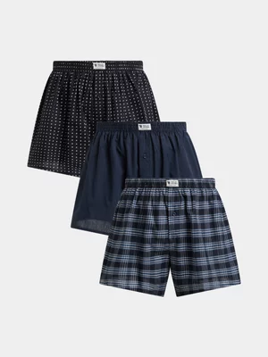 Relay Jeans Men's Micro Square Check Woven Navy Boxer