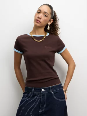 Redbat Classics Women's Choc/Blue Rib T-Shirt