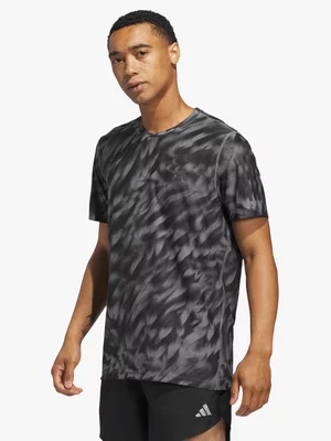adidas Mens Own The Run All Over Print Grey/Black Tee