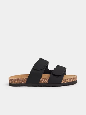 Jet Older Boys Black Velcro Slip on Sandal