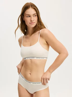 Women's Cotton On Beige Branded Cotton Cheeky Boyshort