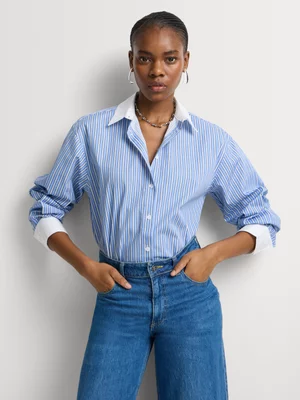 Contrast Collar & Cuff Stripe Shirt