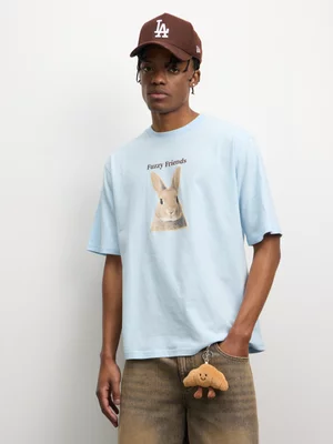The FIX Men's Blue Fuzzy Rabbit Graphic Top