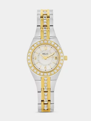 Relic By Fossil Queen's Court Two Tone Bracelet Watch