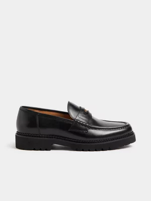 Fabiani Men's Black Classic Leather Penny Loafer