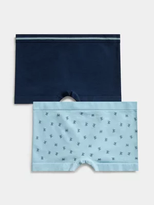 Jet Teen Girls 2-Pack Blue and Navy Bows Seamless Boy Legs