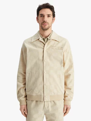Men's Scotch & Soda Cream Check-Patterned Corduroy College Jacket 