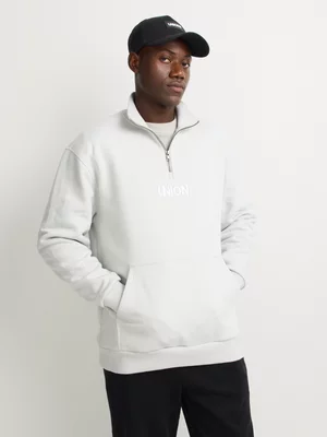 Union-DNM Men's Quarter-Zip Fleece Grey Jersey