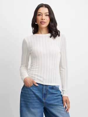 Exact Women's Cream Sheer Fitted Top