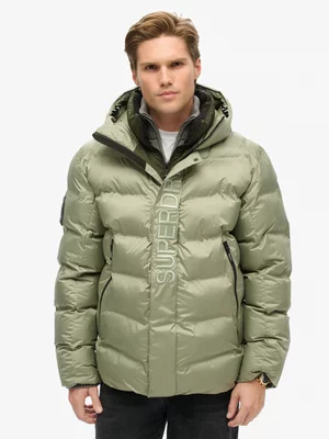 Men's Superdry Green Hooded City Graphic Puffer Jacket