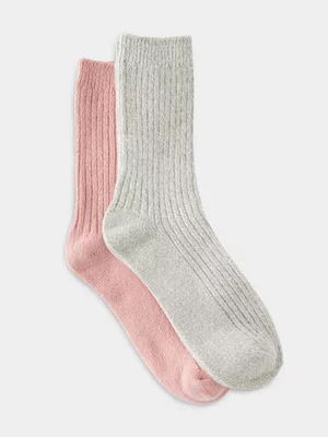 Women's Cotton On 2 Pack Multi Cosy Crew Socks