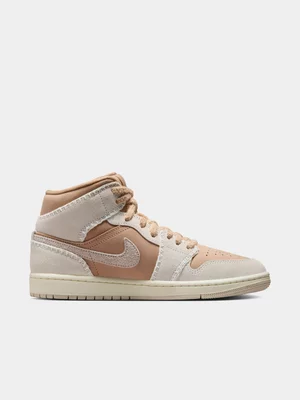 Jordan Women's 1 Mid Hemp/Light Orewood Brown/Sail Sneaker