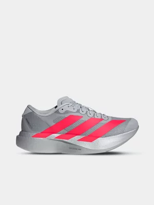 adidas Womens Adizero Evo SL Silver Metallic/Red Running Shoes 