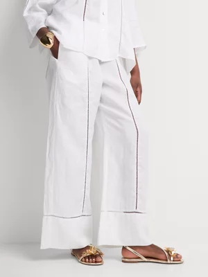 Luella Linen Wide Leg Ladder Lace Co-Ord Pants