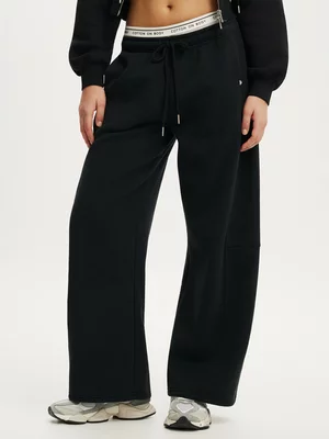 Women's Cotton On Active Black Plush Adjustable Balloon Sweatpants