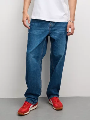 Redbat Men's Wide Leg Dark Blue Jeans