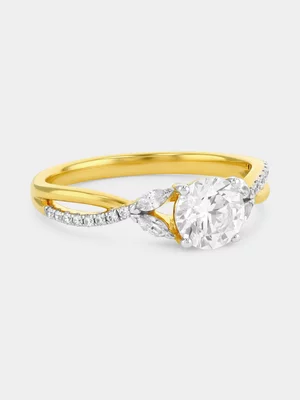 The Heritage Collection Yellow Gold 1.20ct Diamond Round Solitaire Marquise Twist Ring