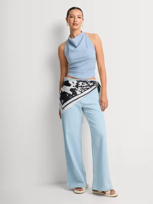 FF Denim Plaited Waistband Wide Leg Jeans