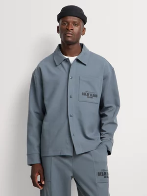 Relay Jeans Men's Oversized Fit Knit Twill Charcoal Overshirt
