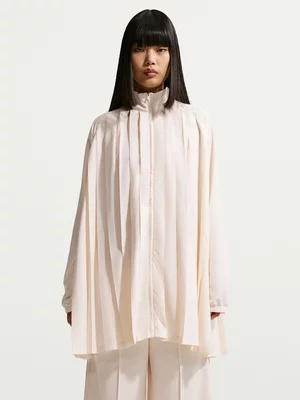 Nike Nsw Women's Oversized Long-sleeve Beige Pleated Mini Dress
