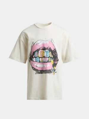 Jet Teen Boys Ecru Relax Pink Mouth T-Shirt