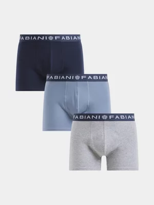 Fabiani Men's 3 Pack Multi Blue Trunks