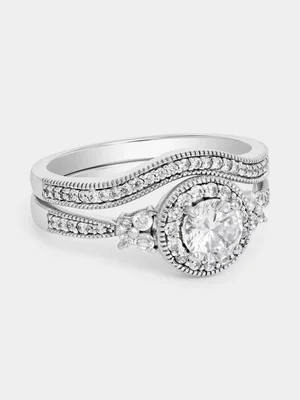 Cheté Sterling Silver Cubic Zirconia Round Halo Twinset Ring