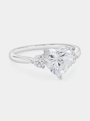 Cheté Sterling Silver Cubic Zirconia Heart Trilogy Ring 