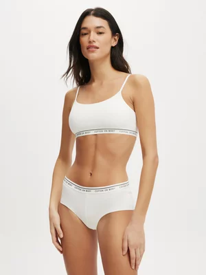 Women's Cotton On White Branded Cheeky Boyshort