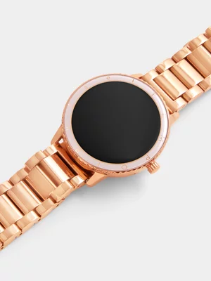 Tempo Pulse Rose Plated Round Bracelet Smart Watch 