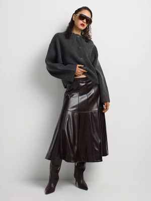 Luella Pleather A-Line Panelled Skirt
