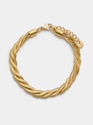 Tempo Jewellery Gold Plated Stainless Steel Mesh Twist Bracelet     