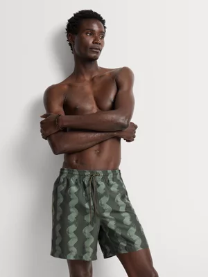 Markham Men's Regular Fit Green Swim Shorts