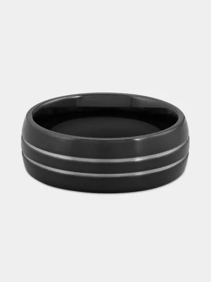 Black Zirconium Double Centre Groove Ring