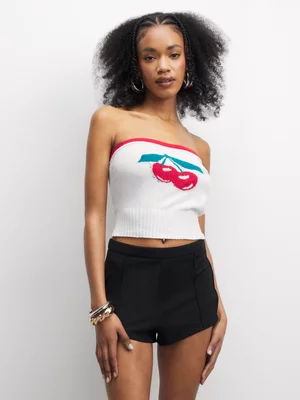 The FIX Women's White Bandeau 'Cherry' Top 