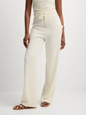 Exact Women's White Textured Pull-On Pants