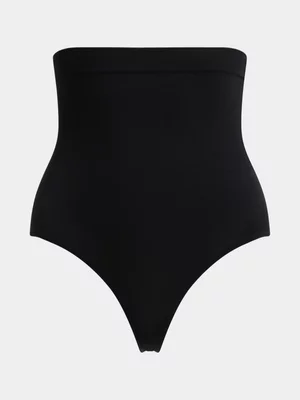 Exact Women's Black High Waist Thong Shapewear