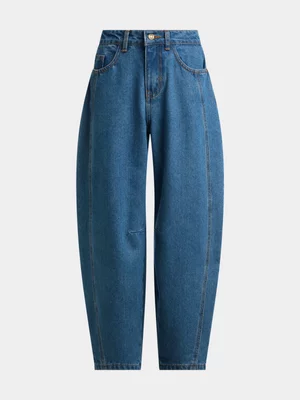 Exact Older Girl's Mid Wash Barrel Leg Jeans 