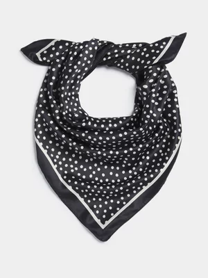 Exact Women's Black Polkadot Satin Scarf