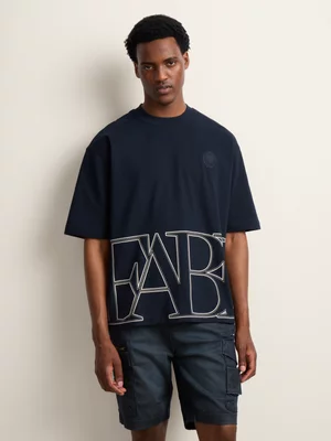 Fabiani Men’s Black Fashion Hemline Print Ink T-Shirt