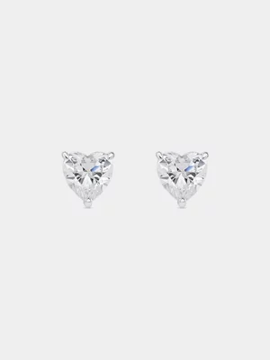 Cheté Sterling Silver Cubic Zirconia Heart Stud Earrings